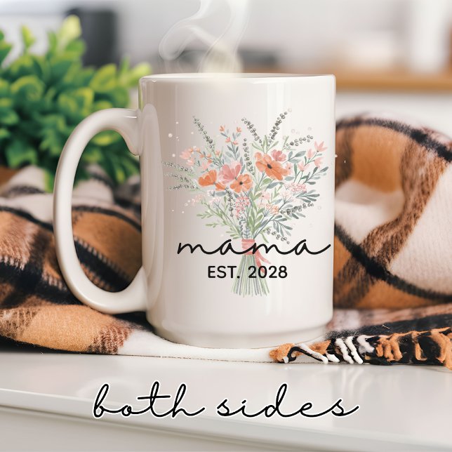 Taza De Café Floral Mom Mug, regalo del Día de la Madre Persona (personalized mom mug, floral mom mug, custom mama mug, botanical mother’s day mug, mug for new mom,)