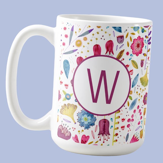 Taza De Café Floral Monograma (Subido por el creador)