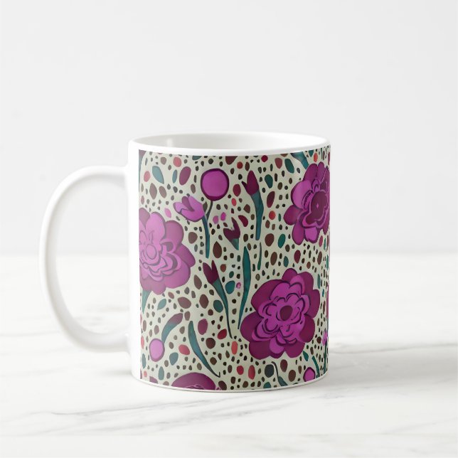 Taza De Café Floral Morado (Izquierda)