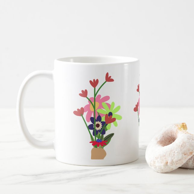 Taza De Café floral mug  (Con donut)