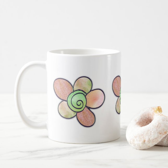 Taza De Café Floral Mug (Con donut)