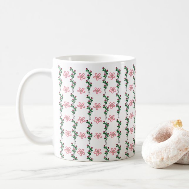 Taza De Café Floral Mug (Con donut)