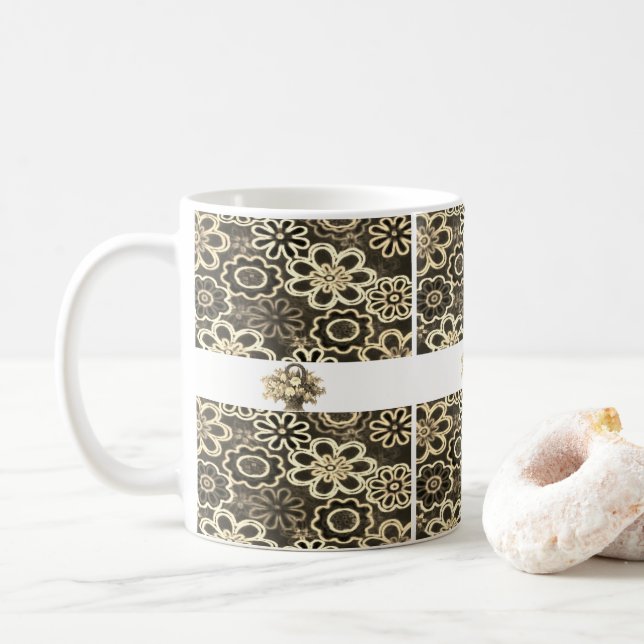 Taza De Café Floral Mug (Con donut)