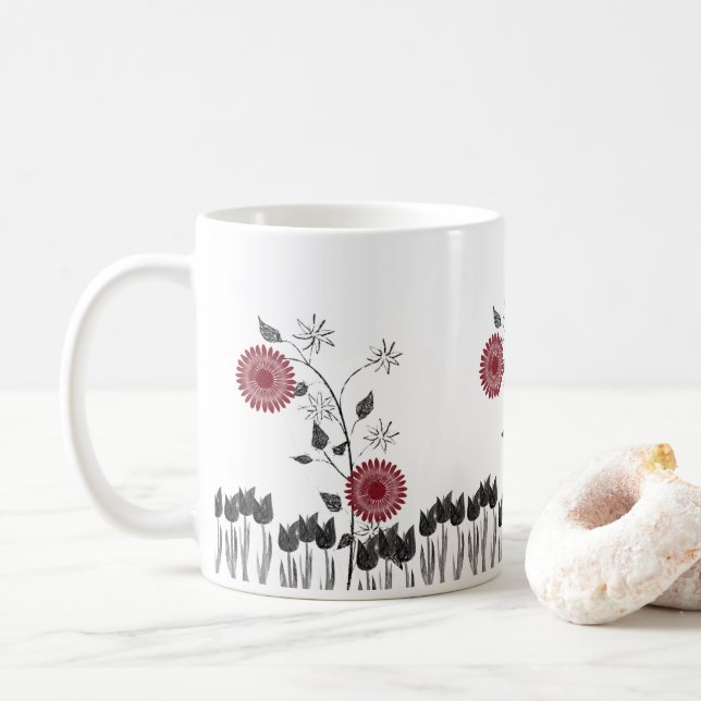 Taza De Café Floral Mug (Con donut)