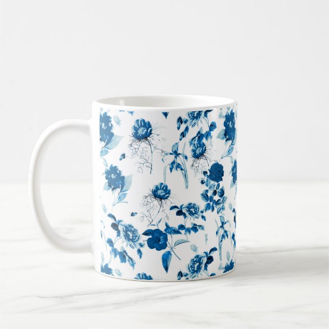 Taza De Café Floral Mug-Blue (Izquierda)