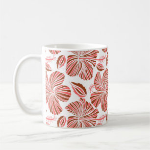 Taza De Café Floral natural tropical hawaiana de colores marron
