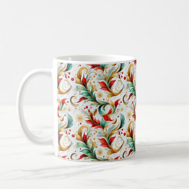 Taza De Café Floral navideña girada (Izquierda)