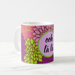 Taza De Café Floral Negrita Ooh la la/ Monograma Rosa Púrpura V
