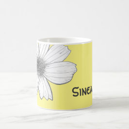 Taza De Café Floral Nombre personalizado Amarillo