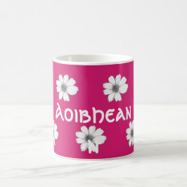 Taza De Café Floral Nombre personalizado Fuscia Rosa