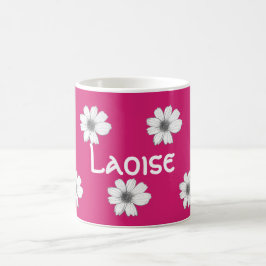 Taza De Café Floral Nombre personalizado Fuscia Rosa