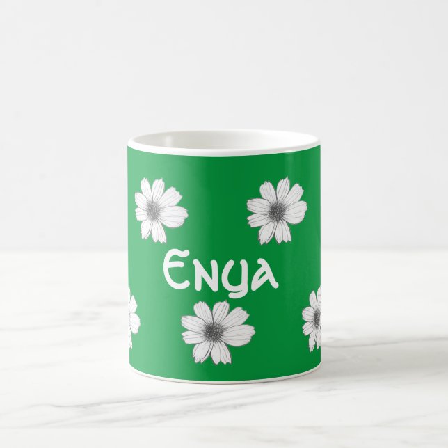 Taza De Café Floral Nombre personalizado Irlandés Green (Centro)