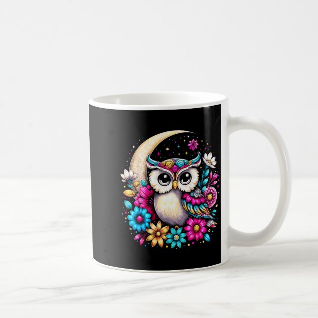 Taza De Café Floral Owl And Moon  (Derecha)