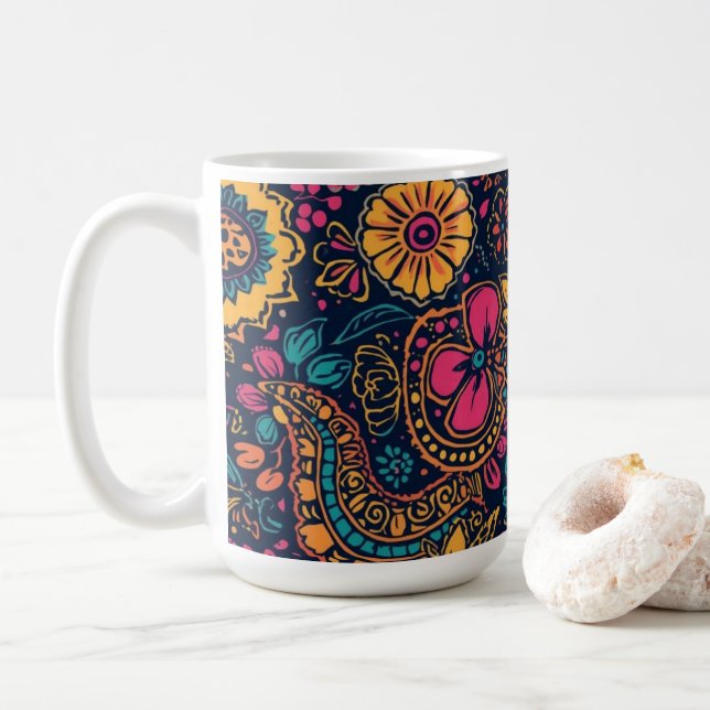 Taza De Café Floral Paisley Pattern (Con donut)