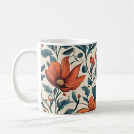 Taza De Café Floral Pattern of Vibrant Orange Flowers