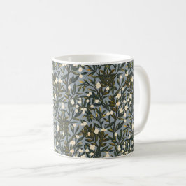 Taza De Café Floral pattern on  dusty blue-gray background