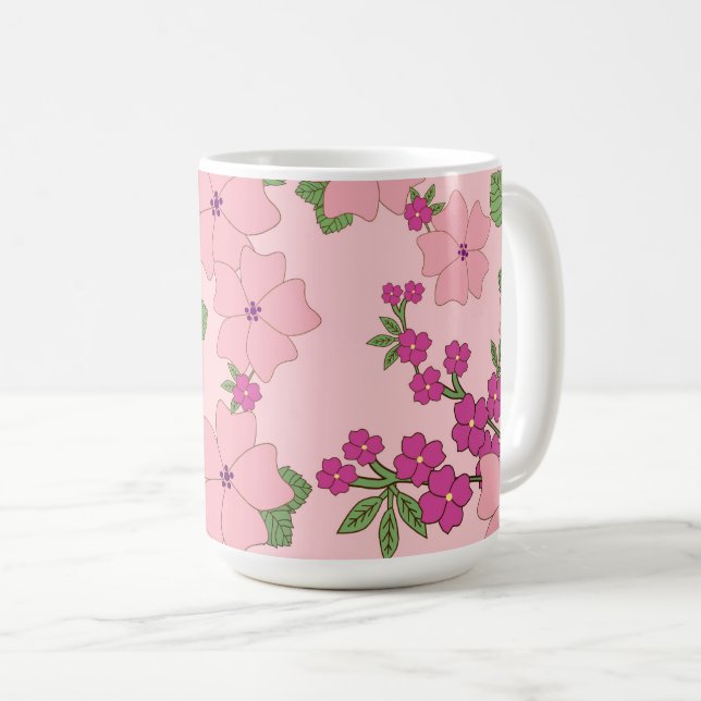 Taza De Café Floral pattern, pastel violet and purple, (Anverso derecho)