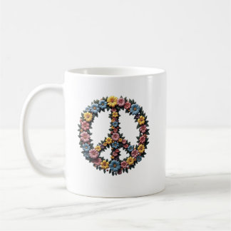 Taza De Café Floral Peace Symbol Mug