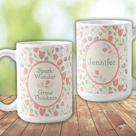 Taza de café floral personalizada para el maestro 