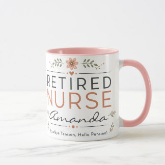 Taza de café floral personalizada para enfermera j