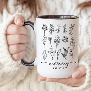 Taza de café floral personalizada para nueva mamá