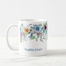 Floral Personalizado de Acuarela Azul Caído
