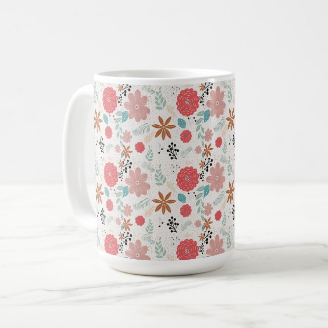 Taza De Café Floral pintada (Anverso izquierdo)