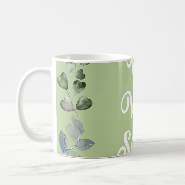 Taza De Café Floral ponerse bien pronto saludos Invitación Mug (Izquierda)