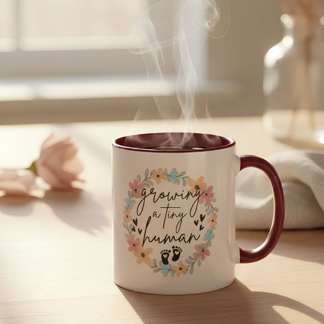 Taza De Café Floral Pregnancy Mug, Growing A Tiny Human (Subido por el creador)