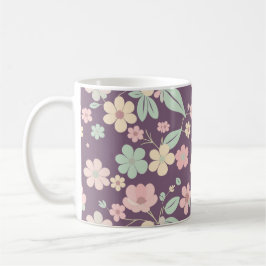 Taza de café floral púrpura