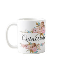 Floral Quinceañera mug elegante personalizar 