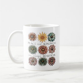 Taza De Café Floral Retro Paz y Amabilidad