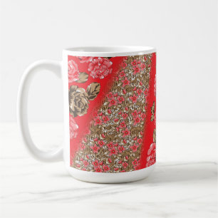 Taza de café floral roja personalizada