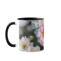 Taza de café floral rosa