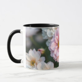 Taza de café floral rosa