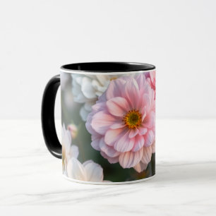 Taza de café floral rosa