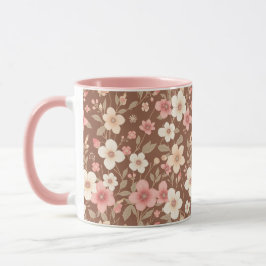 Taza de café floral rosa