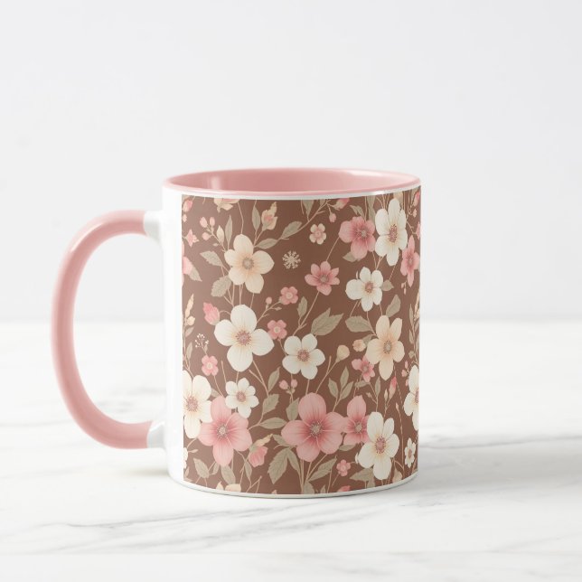 Taza de café floral rosa (Izquierda)