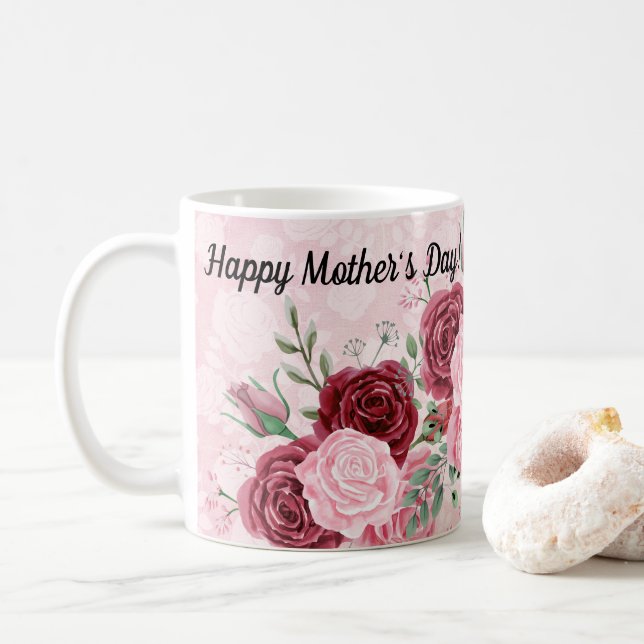 Taza De Café Floral rosa (Con donut)