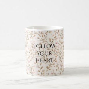 Taza De Café Floral Rosa Beige Rosado