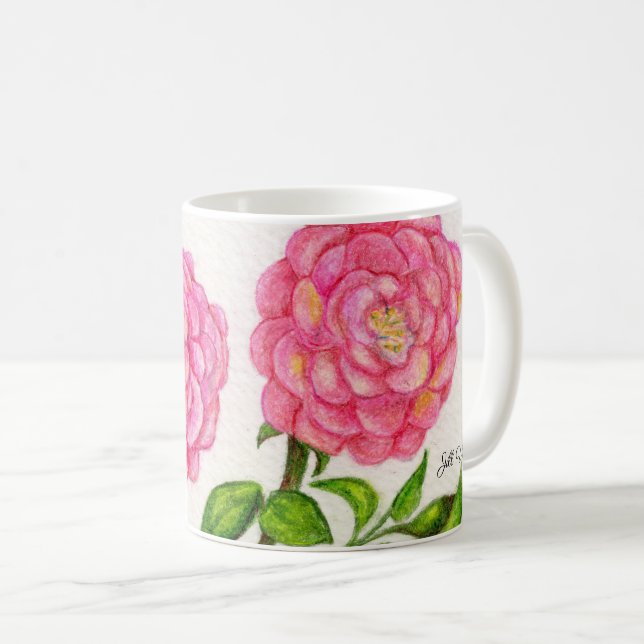 Taza De Café Floral rosa de rosas (Anverso derecho)