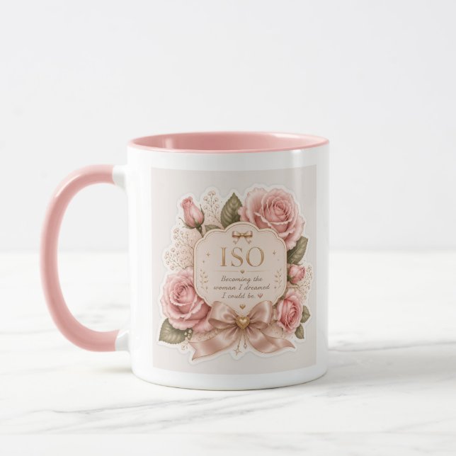 Taza de café floral rosa elegante (Izquierda)