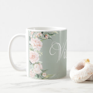 Taza De Café Floral rosa personalizada