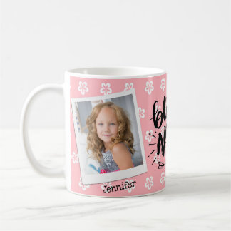 Taza De Café Floral rosa personalizada foto de abuela Mug