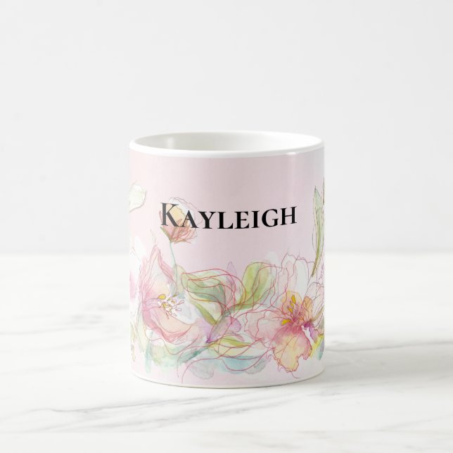 Taza De Café Floral rosa Rubor bonito (Centro)