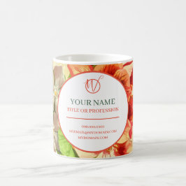 Taza De Café Floral rosa tu profesión y sitio web, ZSSG