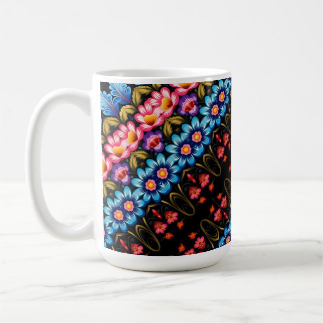 Taza De Café Floral rosa y azul (Izquierda)