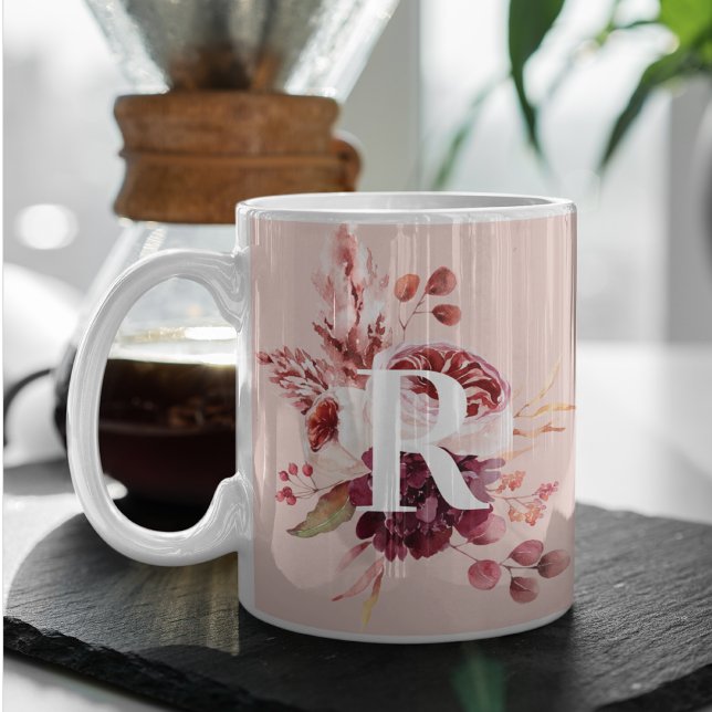 Taza De Café Floral rosa y roja pastel moderno con inicio (Subido por el creador)