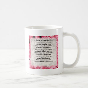 Taza De Café Floral rosado - poema de la suegra