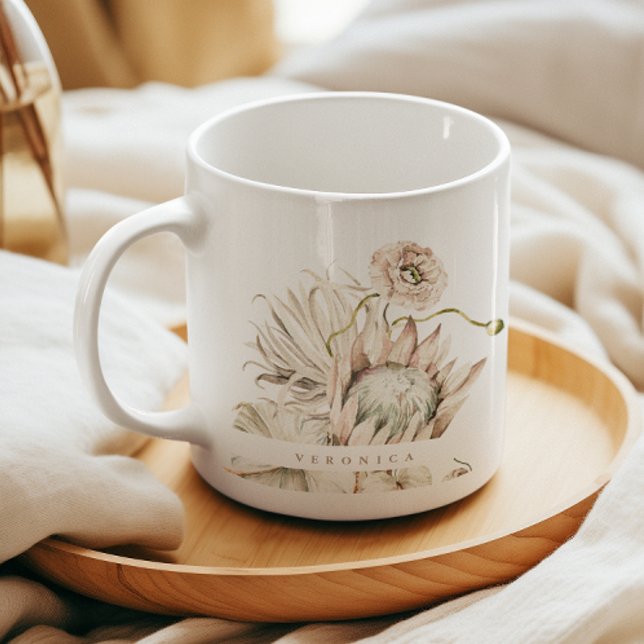 Taza De Café Floral salvaje Boho Protea Pampas personalizada (Subido por el creador)